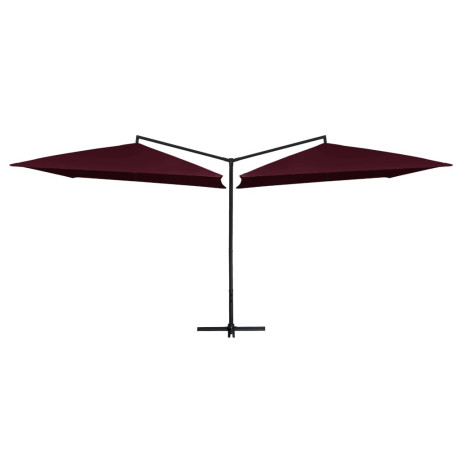 vidaXL Parasol dubbel met stalen paal 250x250 cm bordeauxrood afbeelding2 - 1