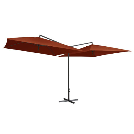 vidaXL Parasol dubbel met stalen paal 250x250 cm terracottakleurig afbeelding2 - 1