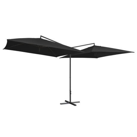 vidaXL Parasol dubbel met stalen paal 250x250 cm zwart afbeelding2 - 1