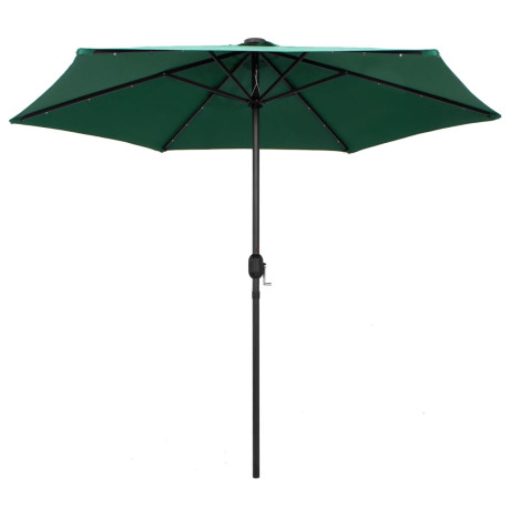 vidaXL Parasol met LED-verlichting en aluminium paal 270 cm groen afbeelding2 - 1