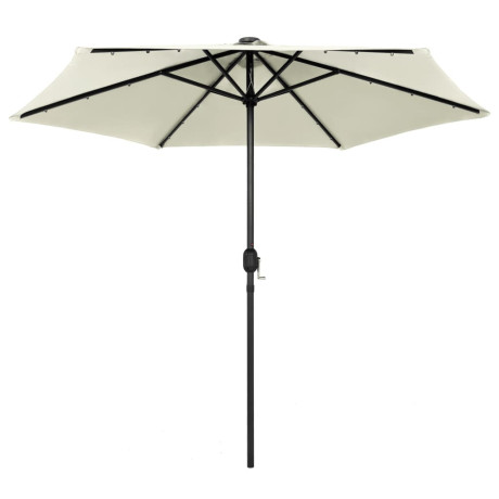 vidaXL Parasol met LED-verlichting en aluminium paal 270 cm zandwit afbeelding2 - 1