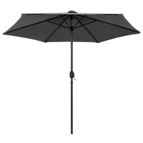 vidaXL Parasol met LED-verlichting en aluminium paal 270 cm antraciet afbeelding2 - 1