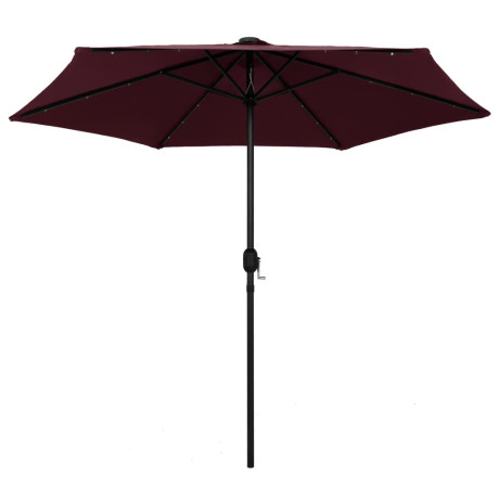 vidaXL Parasol met LED-verlichting aluminium paal 270 cm bordeauxrood afbeelding2 - 1