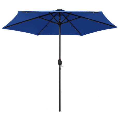 vidaXL Parasol met LED-verlichting en aluminium paal 270 cm azuurblauw afbeelding2 - 1