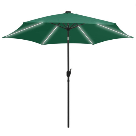 vidaXL Parasol met LED-verlichting en aluminium paal 300 cm groen afbeelding2 - 1