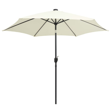 vidaXL Parasol met LED-verlichting en aluminium paal 300 cm zandwit afbeelding2 - 1