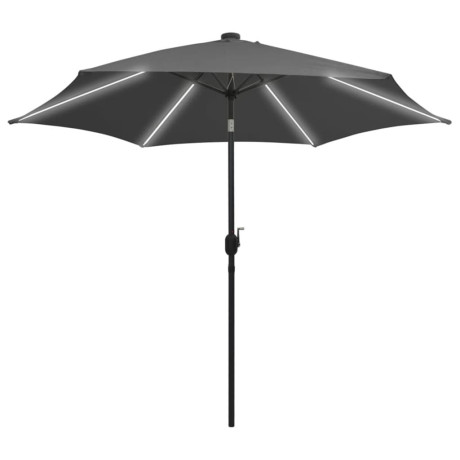 vidaXL Parasol met LED-verlichting en aluminium paal 300 cm antraciet afbeelding2 - 1