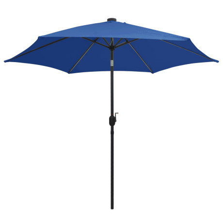 vidaXL Parasol met LED-verlichting en aluminium paal 300 cm azuurblauw afbeelding2 - 1