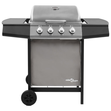 vidaXL Gasbarbecue met 4 branders zwart en zilverkleurig afbeelding2 - 1