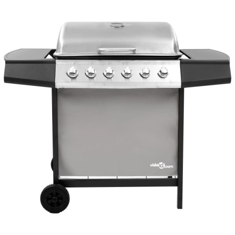 vidaXL Gasbarbecue met 6 branders zwart en zilverkleurig afbeelding2 - 1
