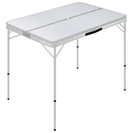 vidaXL Campingtafel inklapbaar met 2 banken aluminium wit afbeelding2 - 1