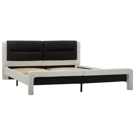 vidaXL Bedframe met LED kunstleer wit en zwart 180x200 cm afbeelding2 - 1