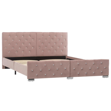 vidaXL Bedframe fluweel roze 160x200 cm afbeelding2 - 1