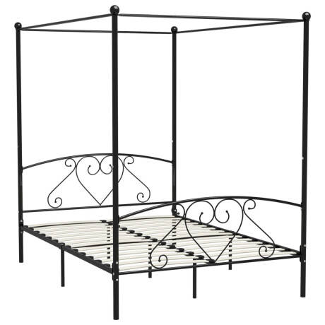 vidaXL Hemelbedframe metaal zwart 140x200 cm afbeelding2 - 1