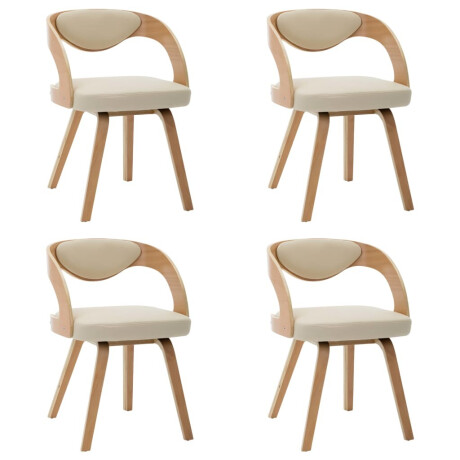 vidaXL Eetkamerstoelen 4 st gebogen hout en kunstleer crèmekleurig afbeelding2 - 1