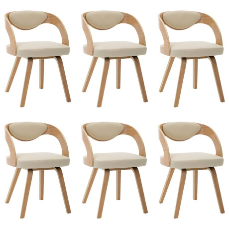 vidaXL Eetkamerstoelen 6 st gebogen hout en kunstleer crème afbeelding2 - 1