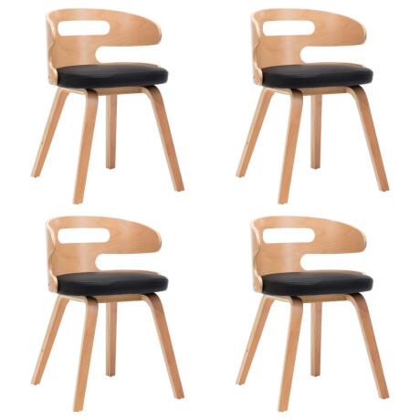 vidaXL Eetkamerstoelen 4 st gebogen hout en kunstleer zwart afbeelding2 - 1