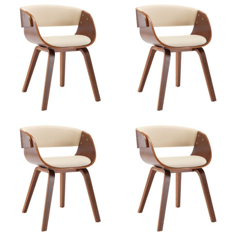 vidaXL Eetkamerstoelen 4 st gebogen hout en kunstleer crèmekleurig afbeelding2 - 1