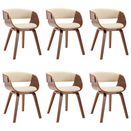 vidaXL Eetkamerstoelen 6 st gebogen hout en kunstleer crème afbeelding2 - 1