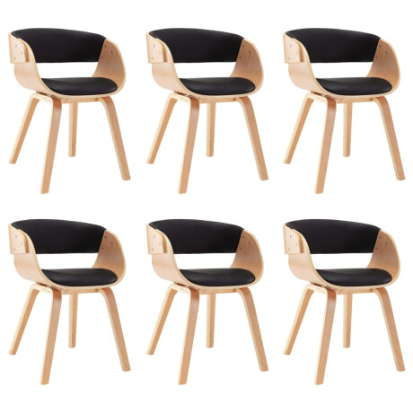 vidaXL Eetkamerstoelen 6 st gebogen hout en kunstleer zwart afbeelding2 - 1