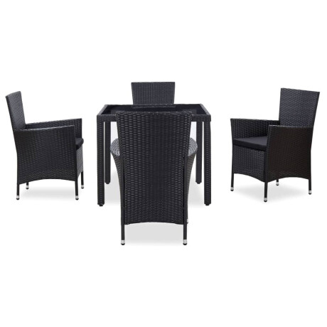 vidaXL 5-delige Tuinset poly rattan zwart afbeelding2 - 1