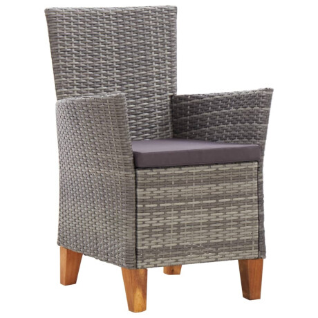 vidaXL Tuinstoelen 2 st met kussens poly rattan grijs afbeelding2 - 1