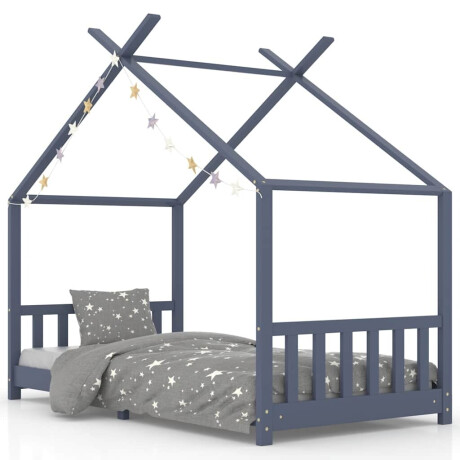vidaXL Kinderbedframe massief grenenhout grijs 90x200 cm afbeelding2 - 1