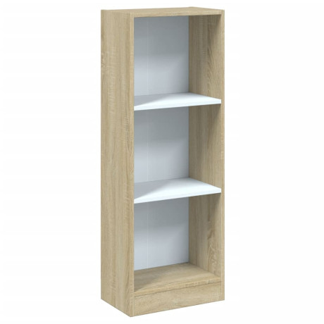 vidaXL Boekenkast met 3 schappen 40x24x109 cm bewerkt hout wit eiken afbeelding2 - 1