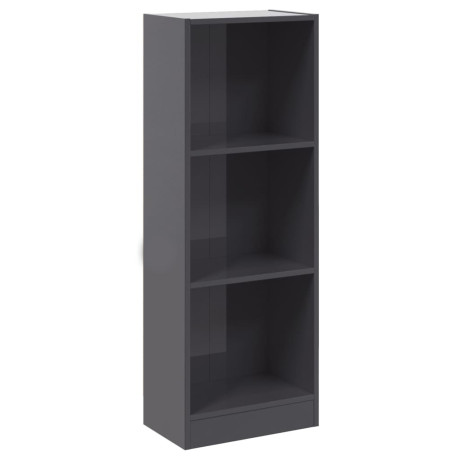 vidaXL Boekenkast 3 schappen 40x24x109 cm bewerkt hout hoogglans grijs afbeelding2 - 1