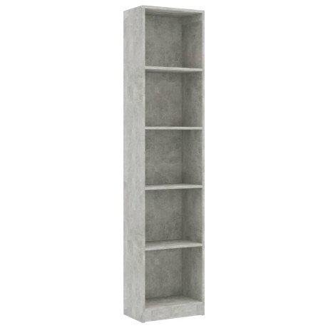 vidaXL Boekenkast met 5 schappen 40x24x175 cm bewerkt hout betongrijs afbeelding2 - 1
