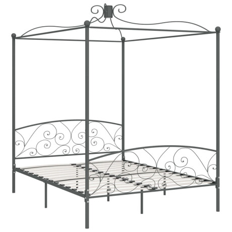 vidaXL Hemelbedframe metaal grijs 160x200 cm afbeelding2 - 1