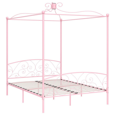 vidaXL Hemelbedframe metaal roze 160x200 cm afbeelding2 - 1