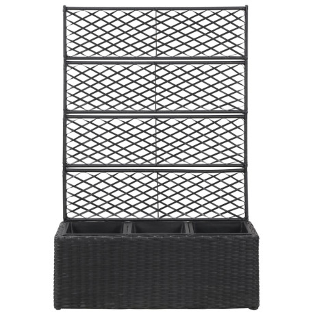 vidaXL Latwerkplantenbak verhoogd met potten 83x30x130 cm rattan zwart afbeelding2 - 1