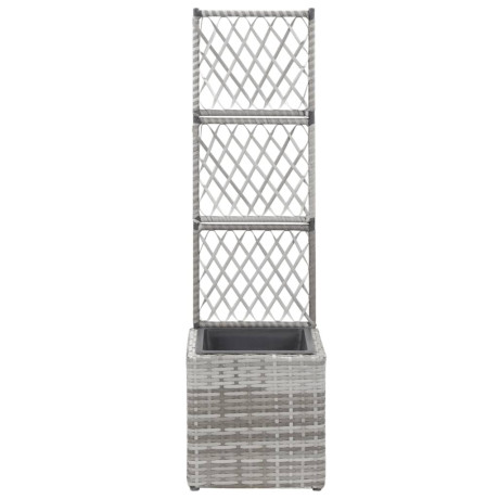 vidaXL Latwerkplantenbak verhoogd met 1 pot 30x30x107 cm rattan grijs afbeelding2 - 1