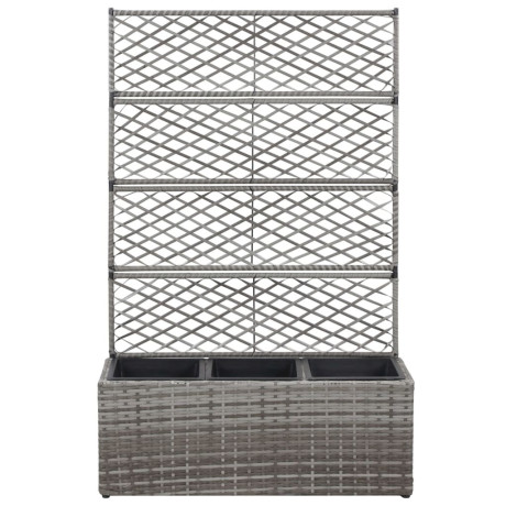 vidaXL Latwerkplantenbak verhoogd met potten 83x30x130 cm rattan grijs afbeelding2 - 1