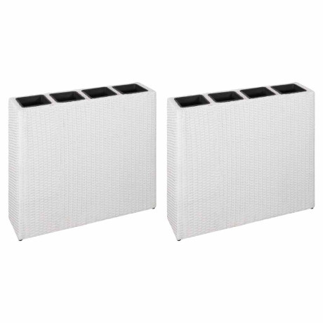 vidaXL Plantenbak verhoogd met 4 potten 2 st poly rattan wit afbeelding2 - 1