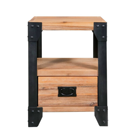 vidaXL Nachtkastjes 2 st 40x30x54 cm massief acaciahout staal afbeelding2 - 1
