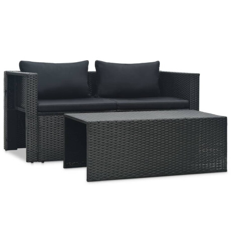 vidaXL 6-delige Loungeset met kussens poly rattan zwart afbeelding2 - 1