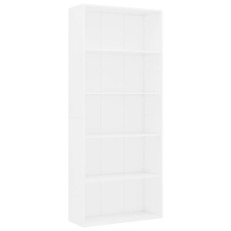 vidaXL Boekenkast met 5 schappen 80x30x189 cm bewerkt hout wit afbeelding2 - 1