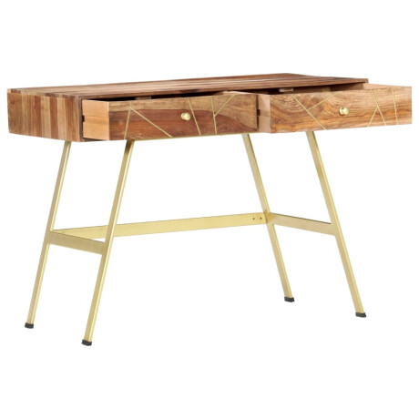 vidaXL Schrijftafel met lades 100x55x75 cm massief acaciahout afbeelding2 - 1