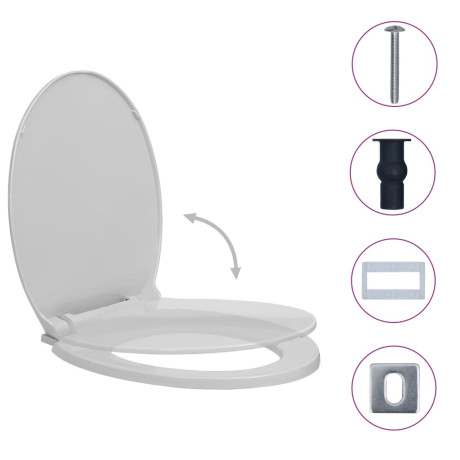 vidaXL Toiletbril soft-close en quick-release ovaal lichtgrijs afbeelding2 - 1