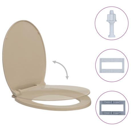 vidaXL Toiletbril soft-close ovaal beige afbeelding2 - 1