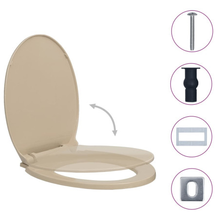 vidaXL Toiletbril soft-close en quick-release ovaal beige afbeelding2 - 1