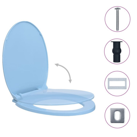 vidaXL Toiletbril soft-close en quick-release ovaal blauw afbeelding2 - 1