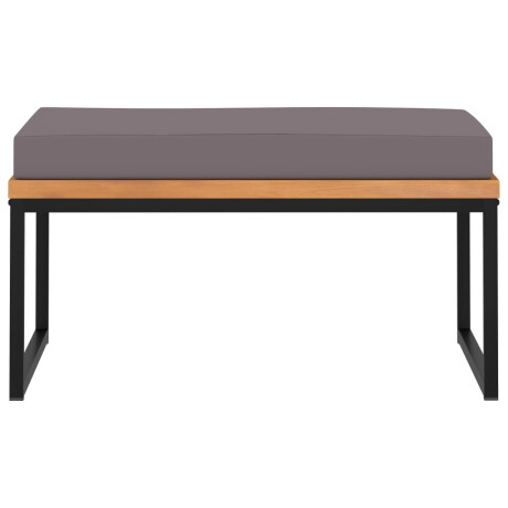 vidaXL Voetensteun met kussen 66x66x36 cm acaciahout donkergrijs afbeelding2 - 1