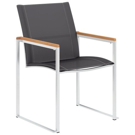 vidaXL Tuinstoelen 2 st textileen en roestvrij staal grijs afbeelding2 - 1
