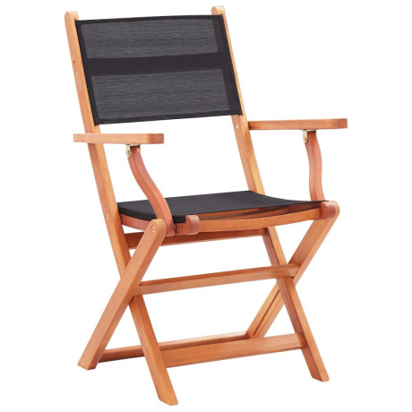 vidaXL Tuinstoelen inklapbaar 2 st eucalyptushout en textileen zwart afbeelding2 - 1