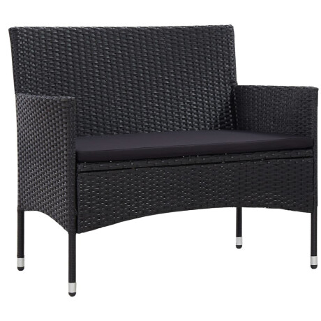 vidaXL 4-delige Loungeset met kussens poly rattan zwart afbeelding2 - 1