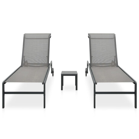 vidaXL Ligbedden 2 st met tafel textileen en staal afbeelding2 - 1