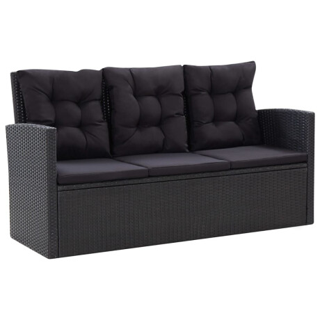 vidaXL 6-delige Loungeset met kussens poly rattan zwart afbeelding2 - 1